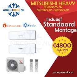 Airco Multi Split - Mitsubishi Heavy industries SCM60ZSX-W + SRK35ZS-W + SRK35ZS-W - vermogen 6.0 KW - incl. installatie