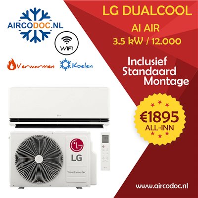 Airco Split Unit - LG Dualcool AI Air Special - vermogen 3.5 kW - incl. installatie