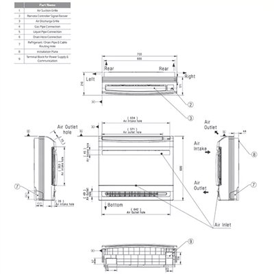 LG Console Inverter wand airco UQ09-S R32 2,5 kW set