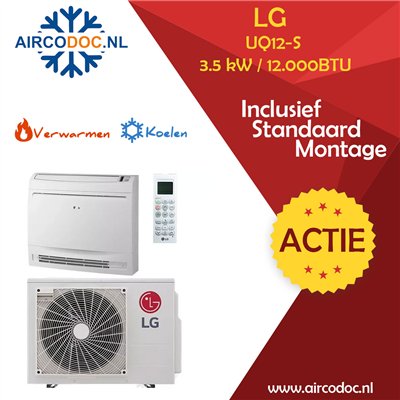 Airco Split Unit - LG STANDARD Vloerconsole UQ12 / UUA1 - vermogen 3,5 kW - incl. installatie