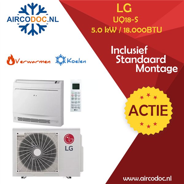 Airco Split Unit - LG STANDARD Vloerconsole UQ18 / UUA1 - vermogen 5.0 kW - incl. installatie
