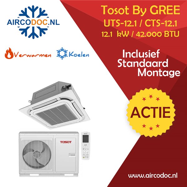 Airco Split Unit - TosoT by GREE Cassete - vermogen 12.1 kW - incl. installatie