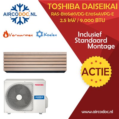 Toshiba Daiseikai 10 - Airco Split Unit - 2.5 kW Koelen en Verwarmen - Inclusief Installatie