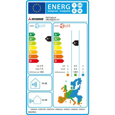Airco Split Unit - Mitsubishi Heavy industries SRC40ZSX-W + FDTC40VH - vermogen 4.0 KW - incl. installatie