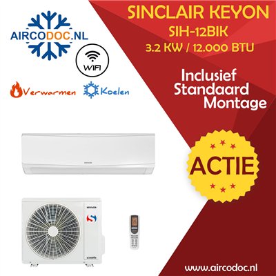 Sinclair Keyon Split Unit Airco 3.2 kW - Inclusief installatie