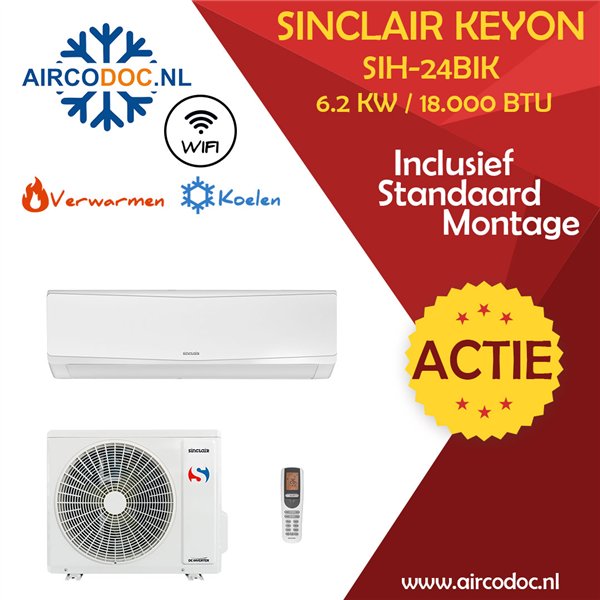 Sinclair Keyon Split Unit Airco 6.2 kW - Inclusief installatie