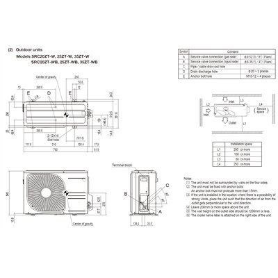Airco Split Unit - Mitsubishi Heavy industries SRC20ZT-WB + SRK20ZT- WFB