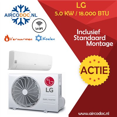 Airco Split Unit - LG PC18SQ - vermogen 5.0 kW - incl. installatie