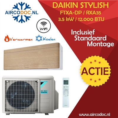 Airco Split Unit - Daikin Stylish RXA35 + FTXA-35DP - vermogen 3.5 kW - incl. installatie