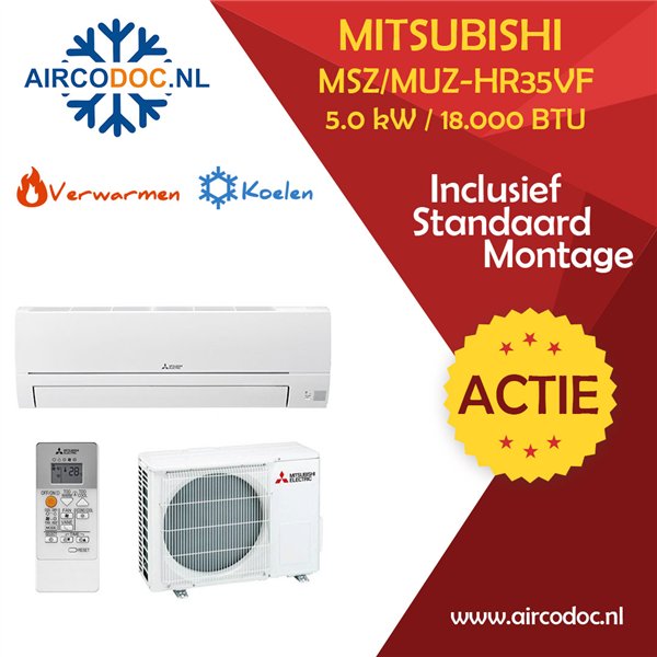 Airco Split Unit - Mitsubishi Electric warmtepomp - vermogen 8.0 KW - incl. installatie