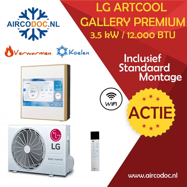 Airco Split Unit - LG Artcool Gallery Premium - vermogen 3.5 kW - incl. installatie